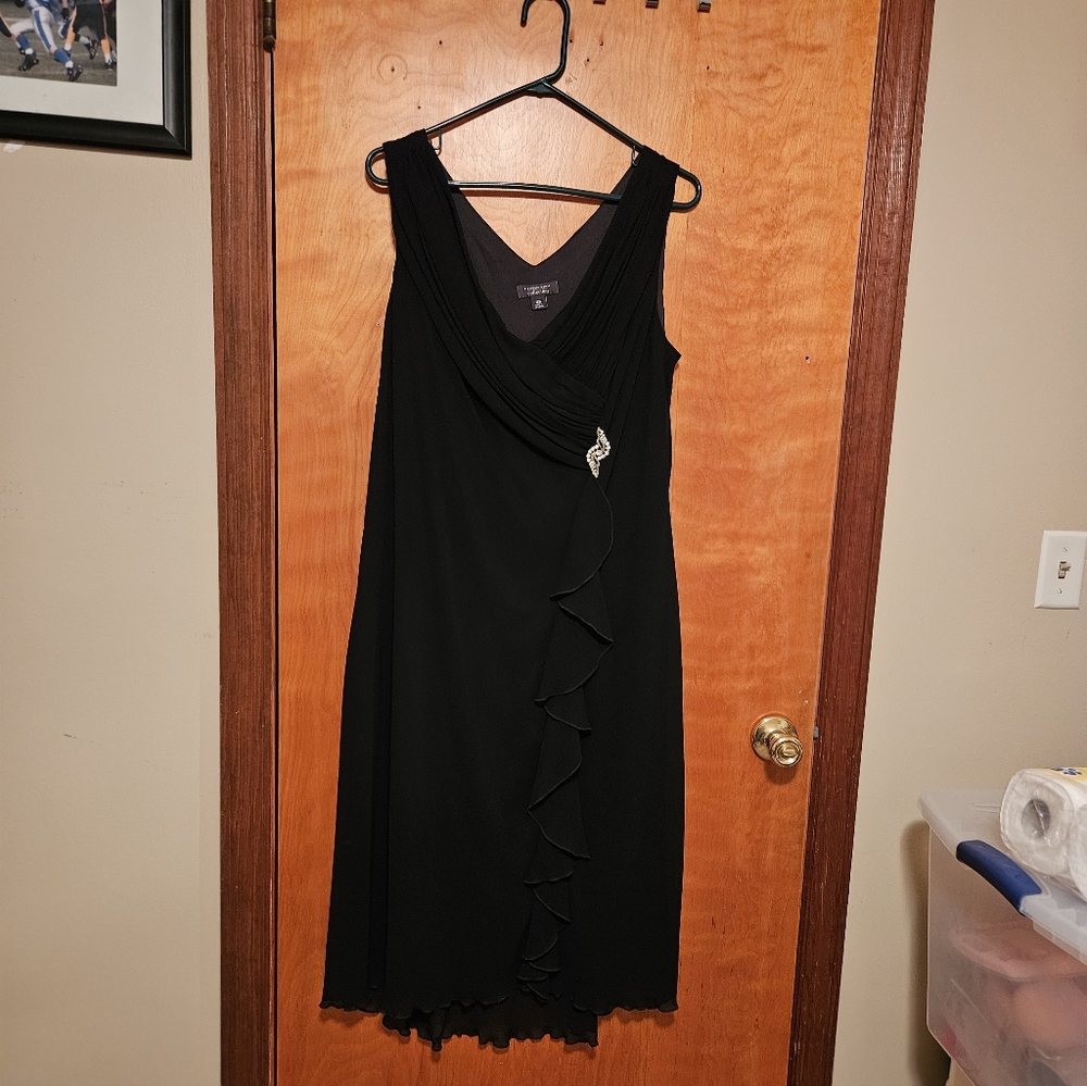 dressbarn Black Midi Dress with Ruffle Detail